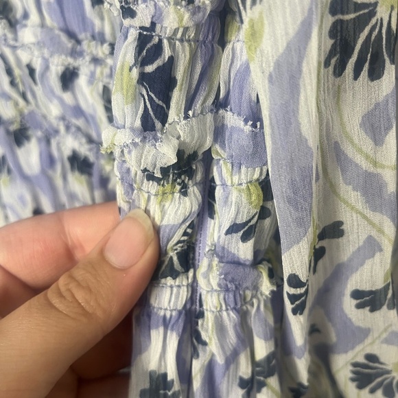 Rebecca Taylor Floral Silk Blouse Chiffon Peplum Bell Sleeve Size 2 Coquette - Picture 7 of 12